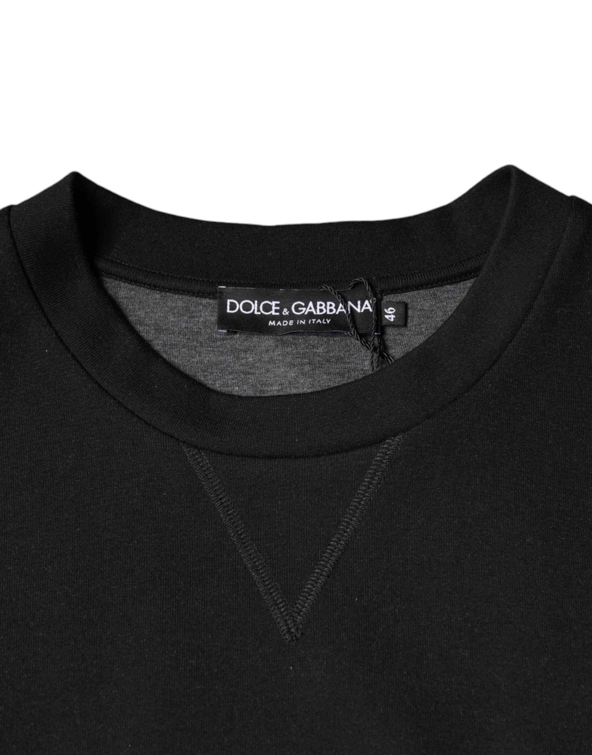 Dolce & Gabbana Schwarzes Crewneck-Sweatshirt mit Logo-Print