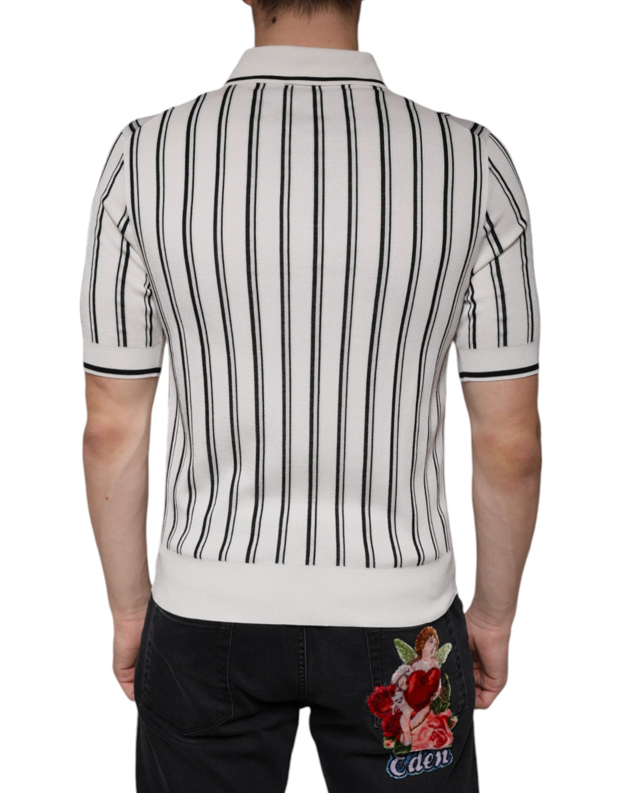 Dolce &amp; Gabbana – Poloshirt mit kurzen Ärmeln und weißen und schwarzen Streifen
