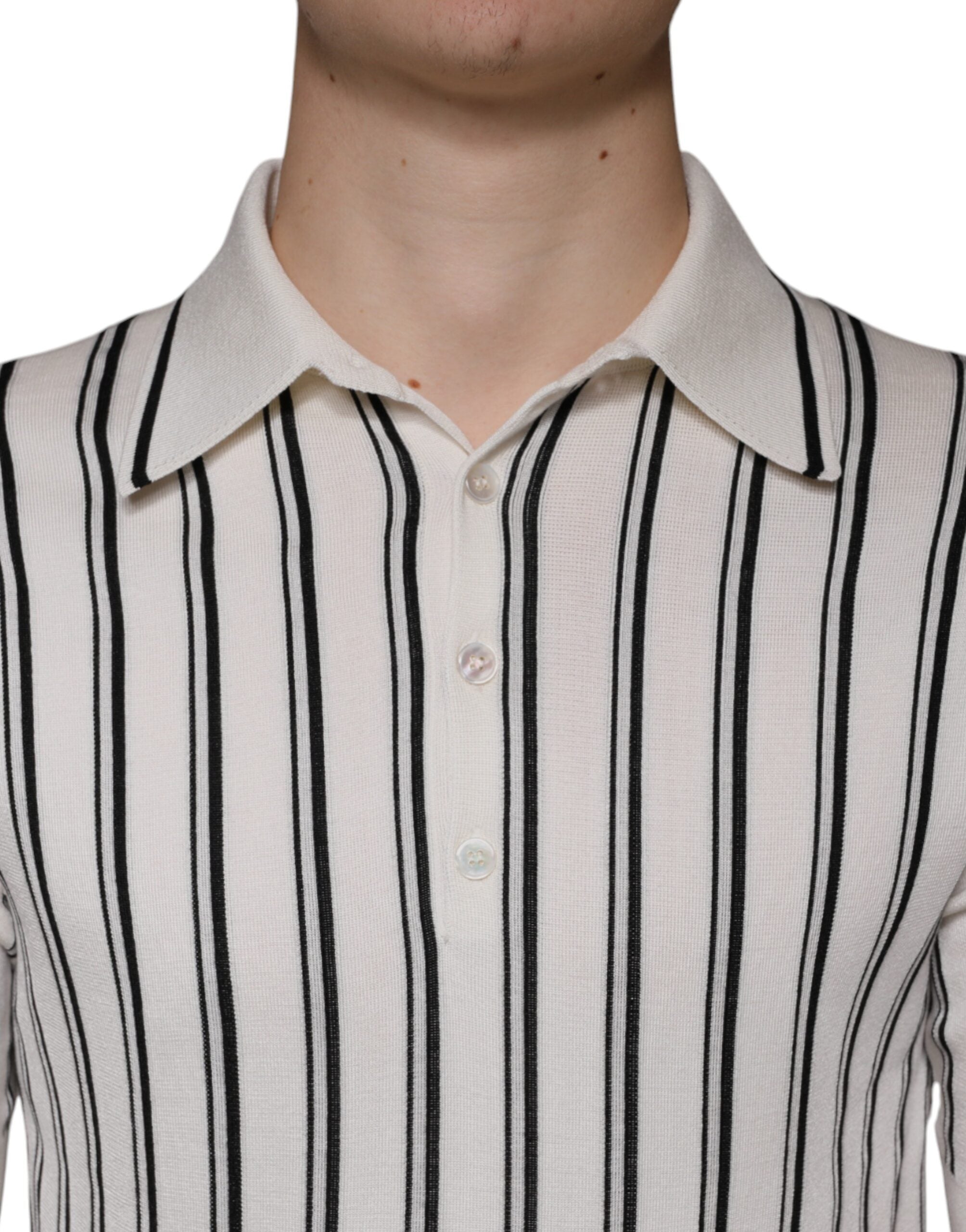Dolce &amp; Gabbana – Poloshirt mit kurzen Ärmeln und weißen und schwarzen Streifen