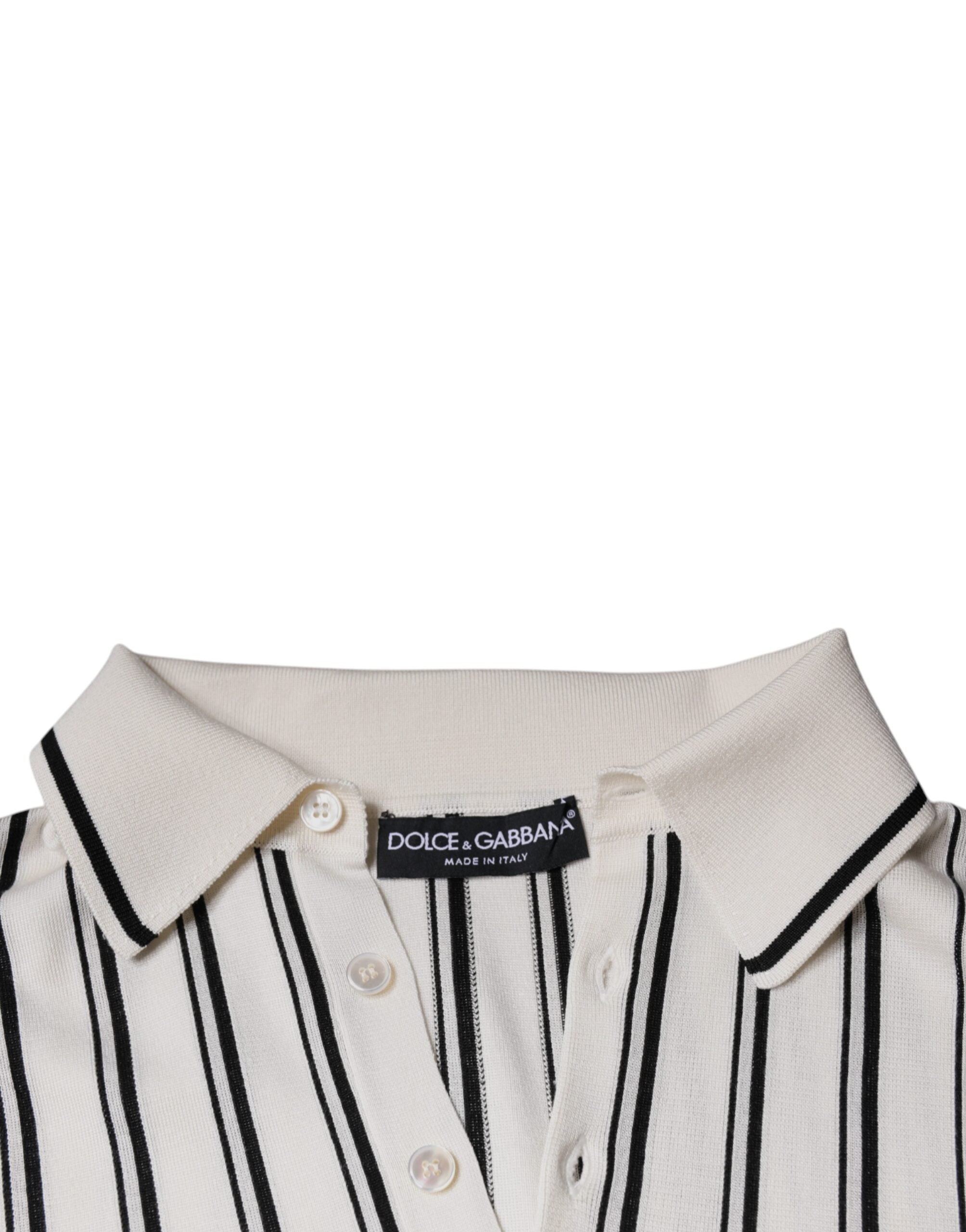 Dolce &amp; Gabbana – Poloshirt mit kurzen Ärmeln und weißen und schwarzen Streifen