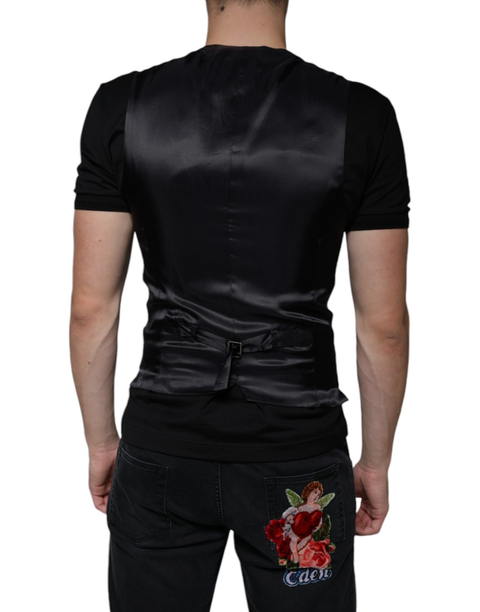Dolce & Gabbana Schwarze Lederwestenkleid Festliche Weste