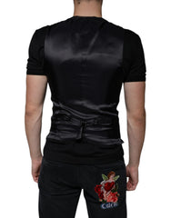 Dolce & Gabbana Schwarze Lederwestenkleid Festliche Weste