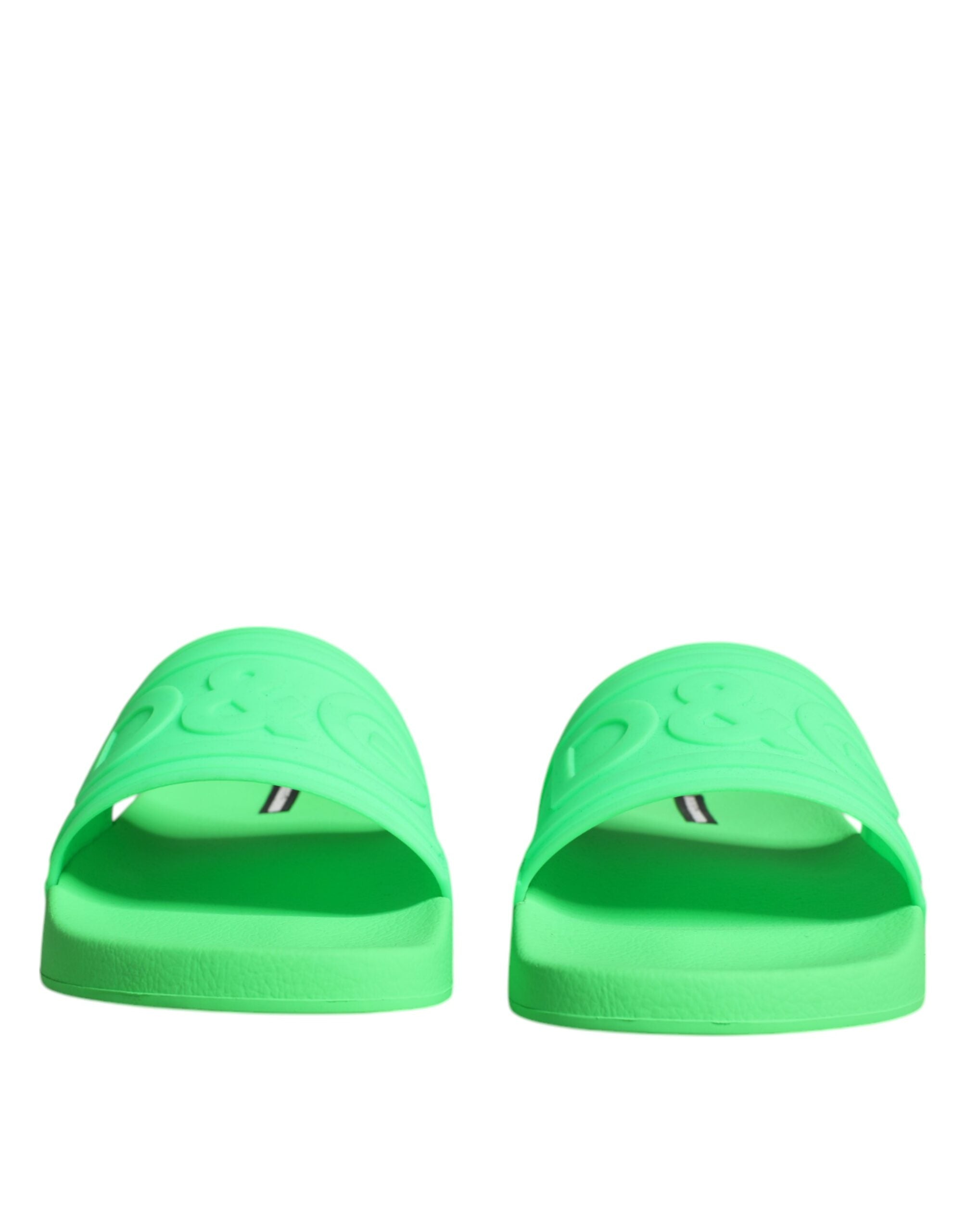 Dolce & Gabbana Grüne Leder-Pantoletten Badeschuhe