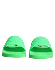 Dolce & Gabbana Grüne Leder-Pantoletten Badeschuhe