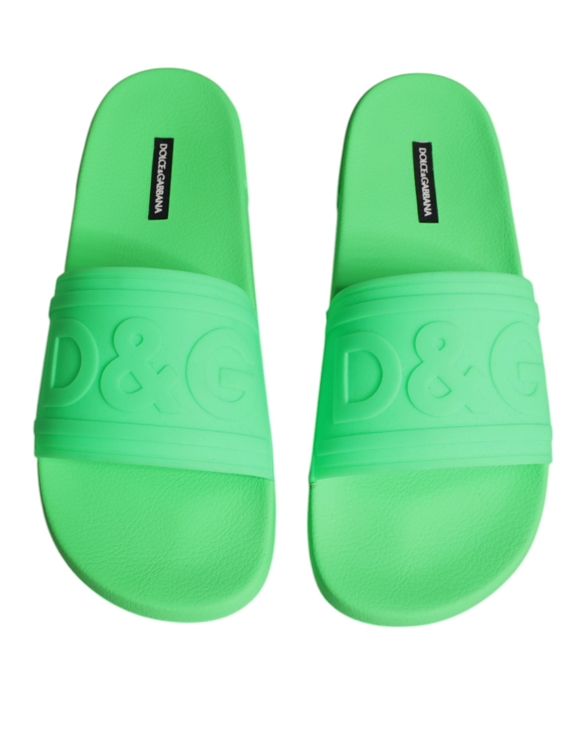 Dolce & Gabbana Grüne Leder-Pantoletten Badeschuhe