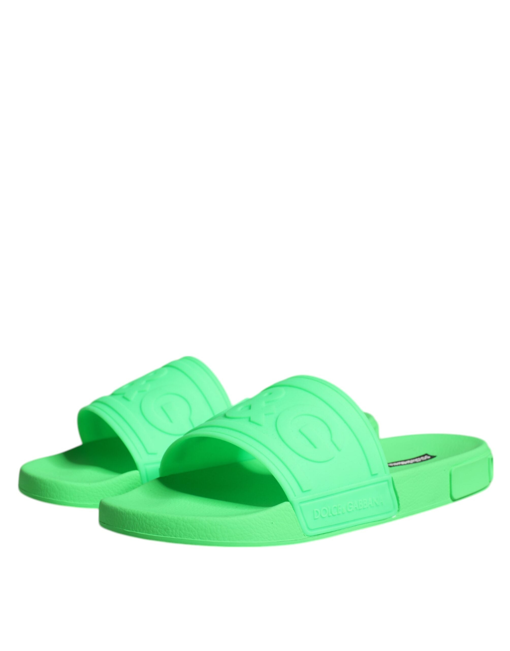 Dolce & Gabbana Grüne Leder-Pantoletten Badeschuhe