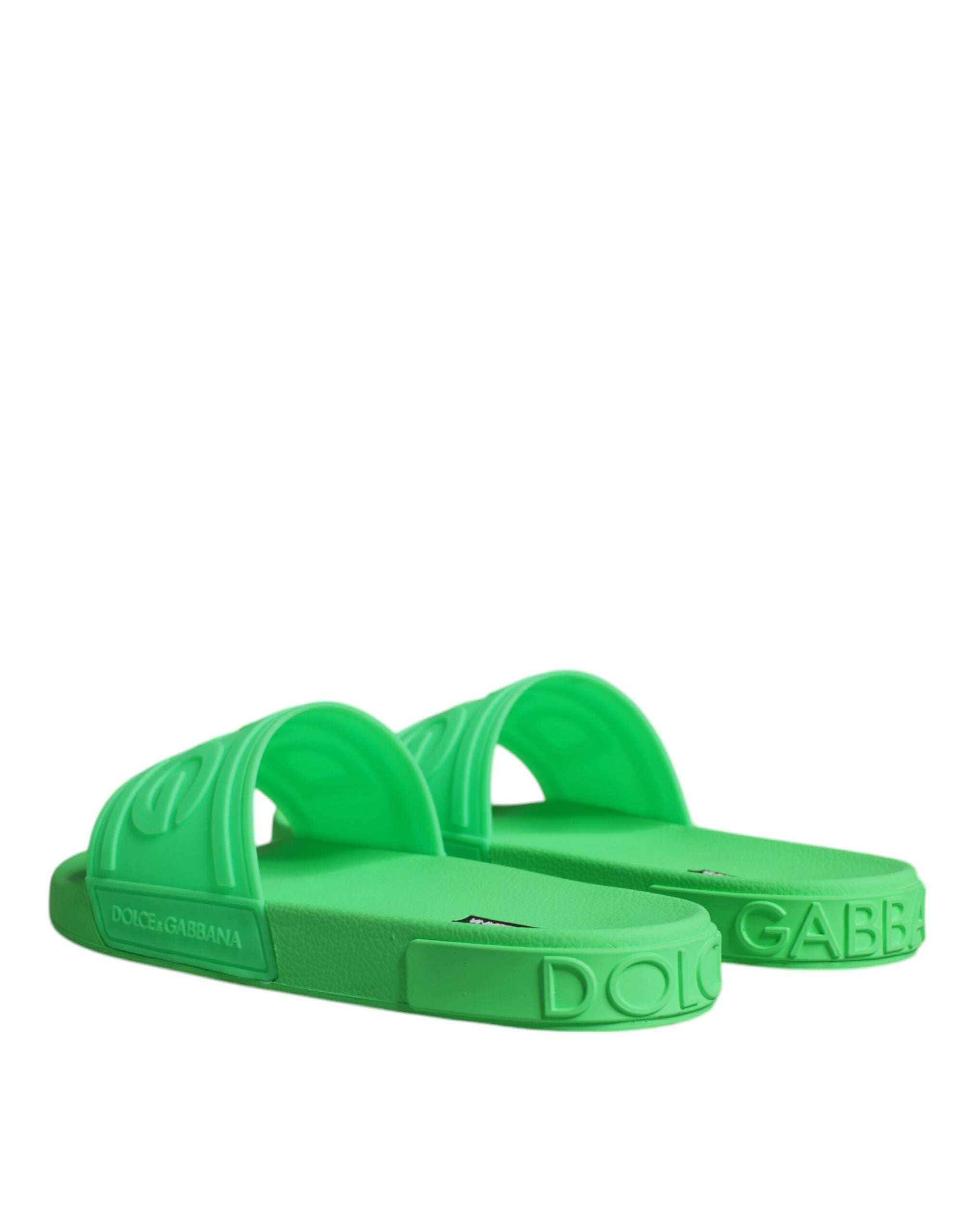 Dolce & Gabbana Grüne Leder-Pantoletten Badeschuhe