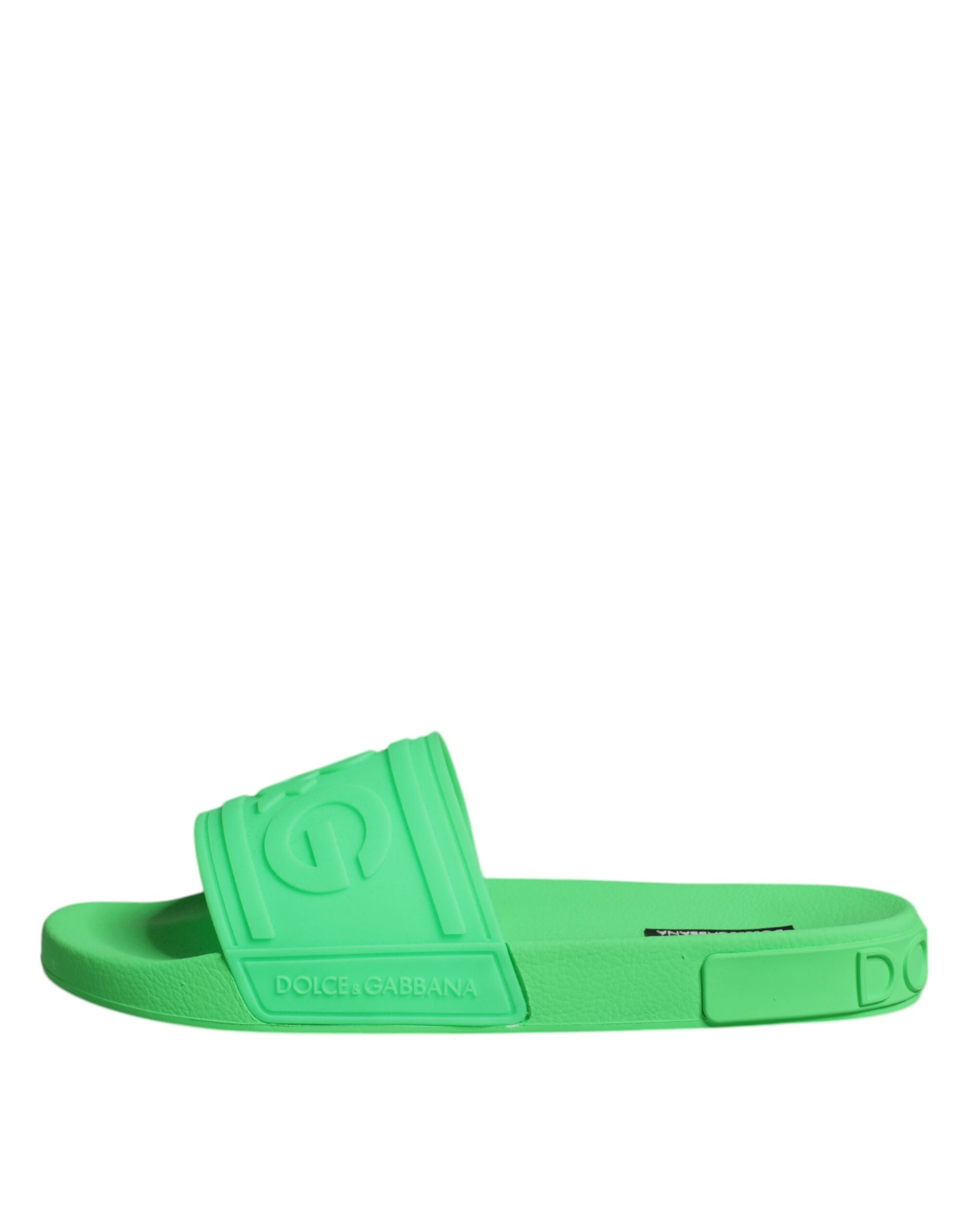 Dolce & Gabbana Grüne Leder-Pantoletten Badeschuhe
