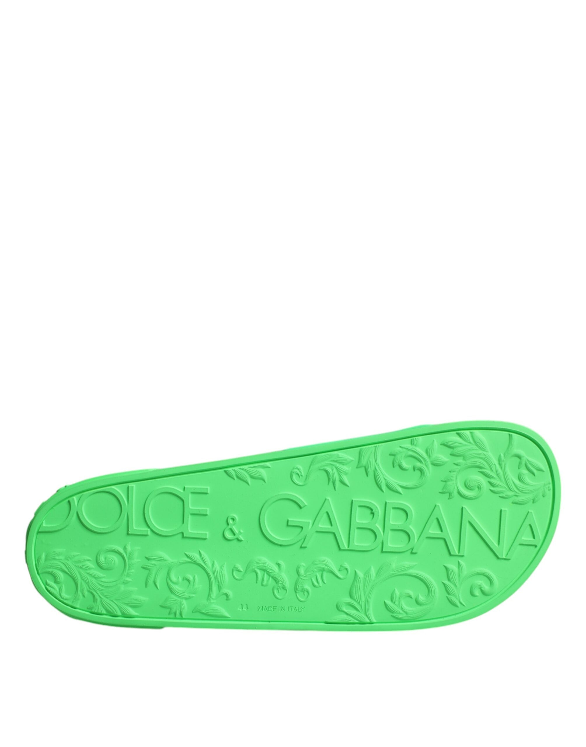 Dolce & Gabbana Grüne Leder-Pantoletten Badeschuhe