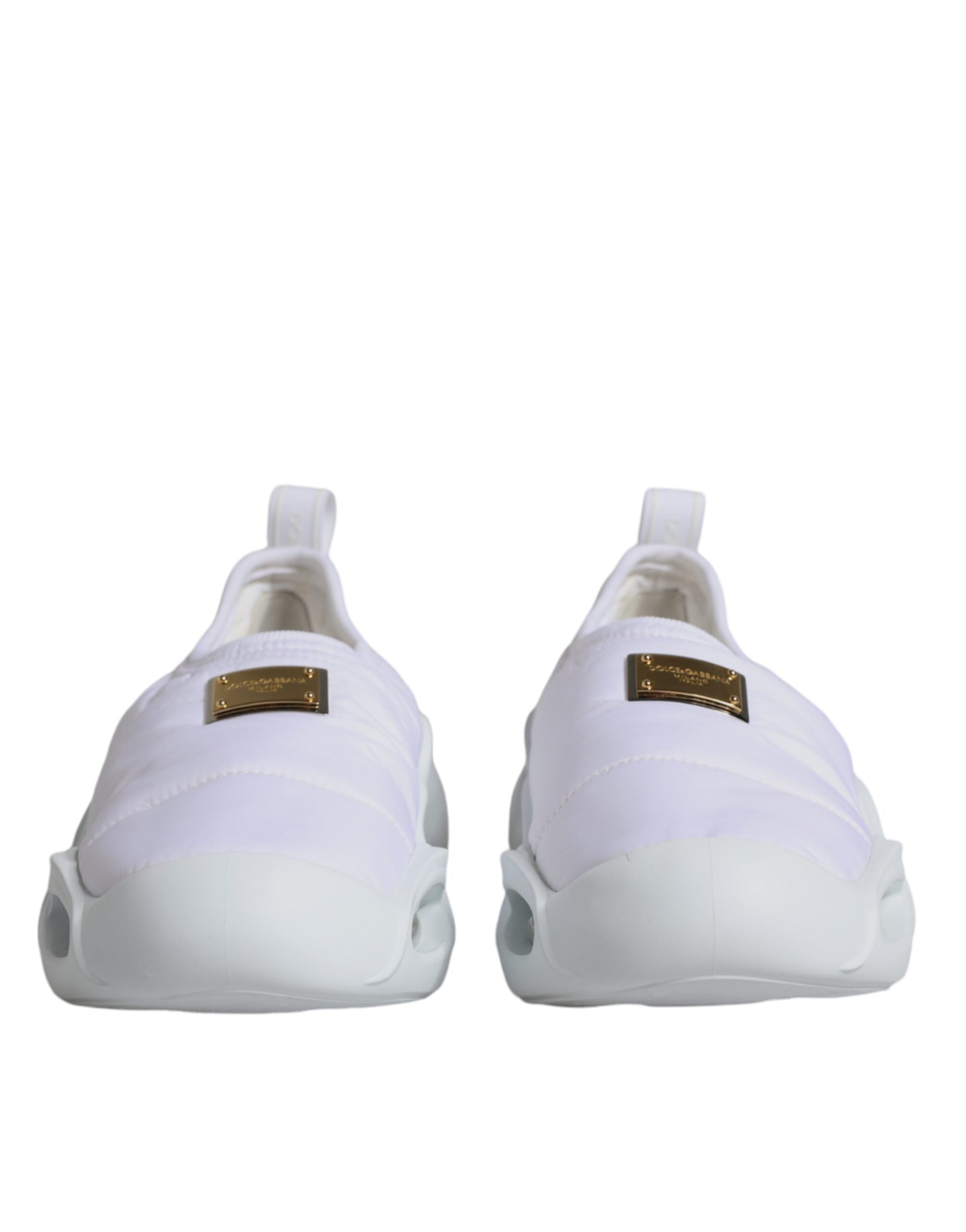 Dolce &amp; Gabbana – Weiße, gepolsterte Low-Top-Sneakers aus Stoff