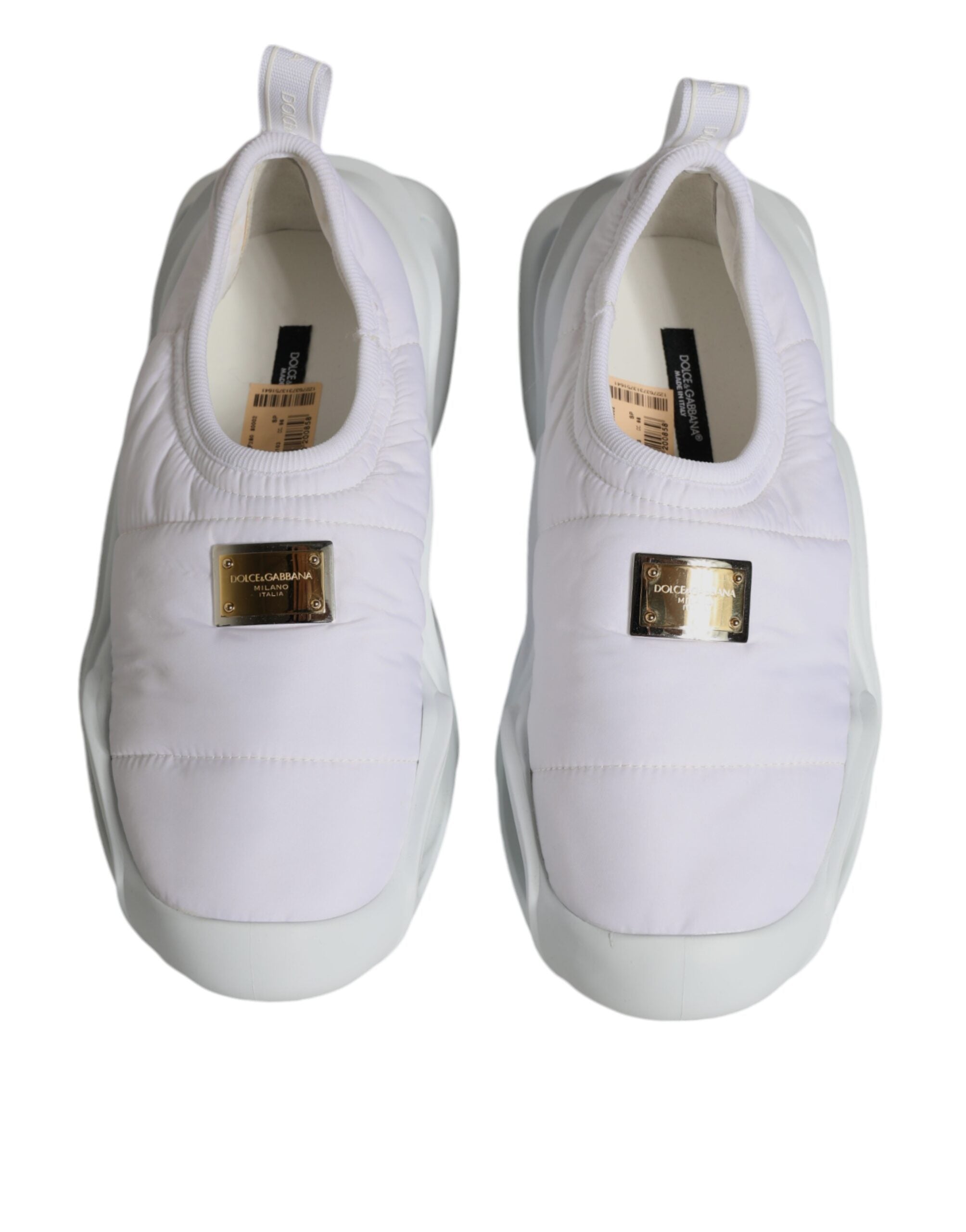 Dolce &amp; Gabbana – Weiße, gepolsterte Low-Top-Sneakers aus Stoff