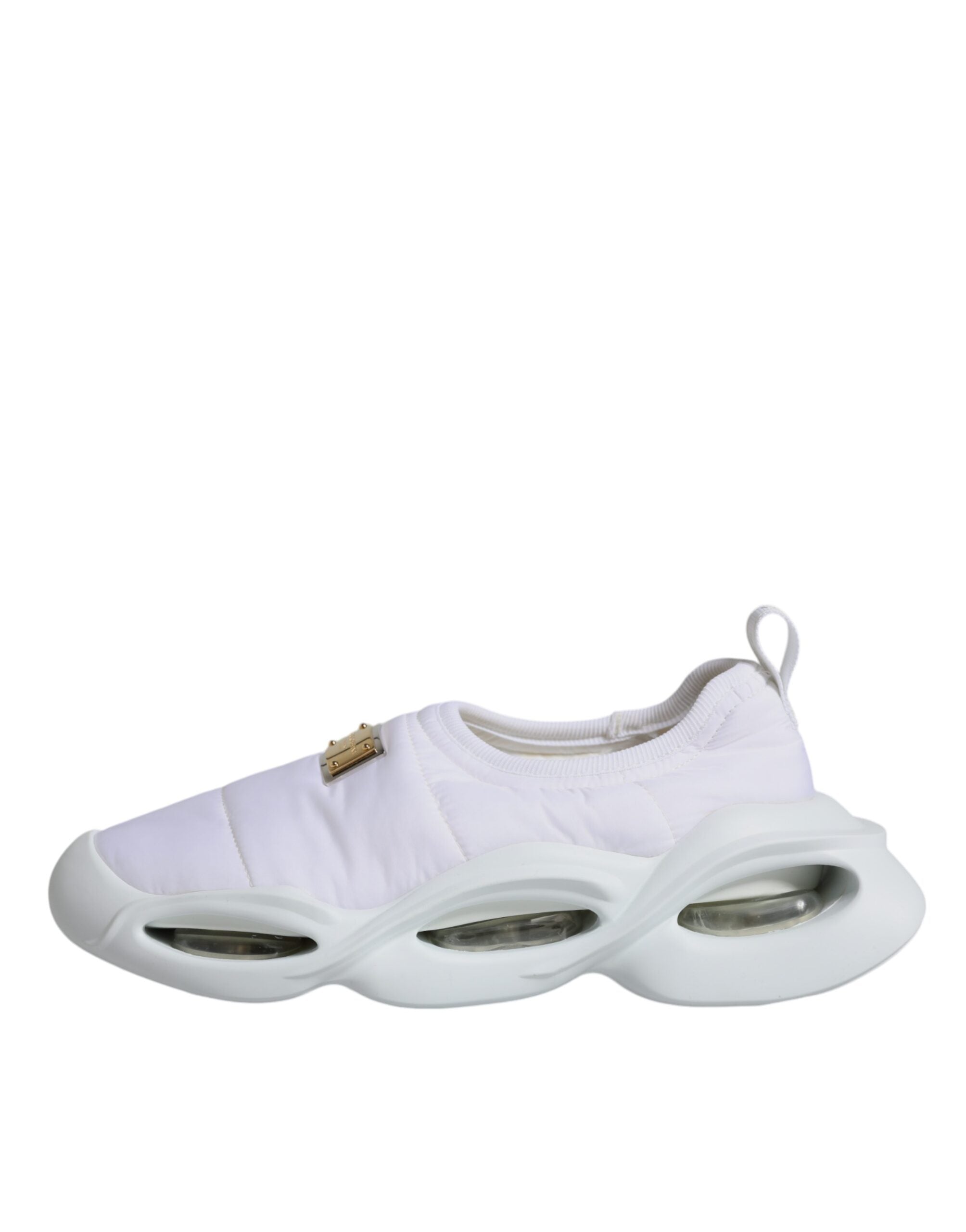 Dolce &amp; Gabbana – Weiße, gepolsterte Low-Top-Sneakers aus Stoff