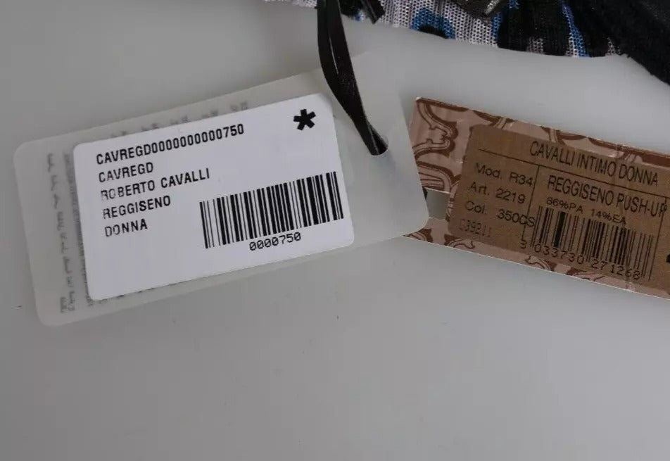 Roberto Cavalli Weißer Leopard Push-up BH Unterwäsche