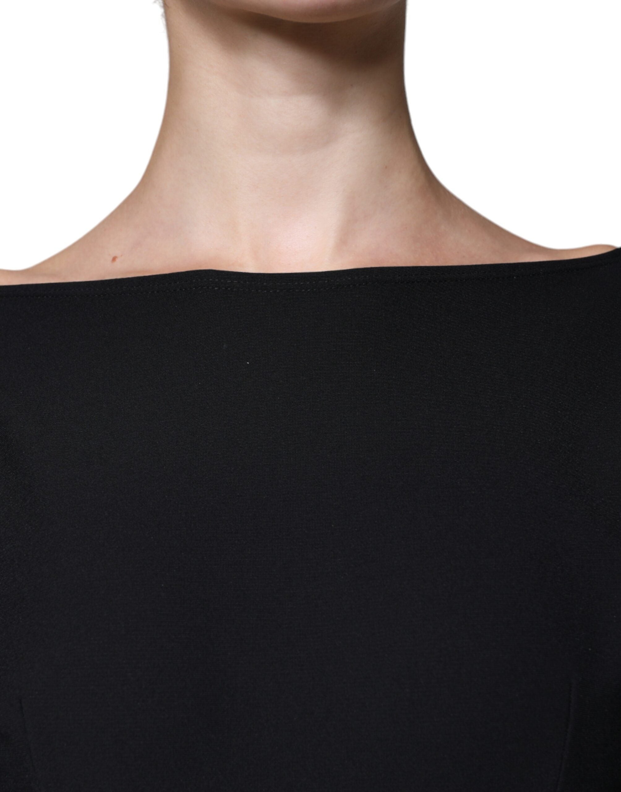 Dolce &amp; Gabbana – Schwarzes Minikleid aus Viskose mit Cut-outs in A-Linie und langen Ärmeln