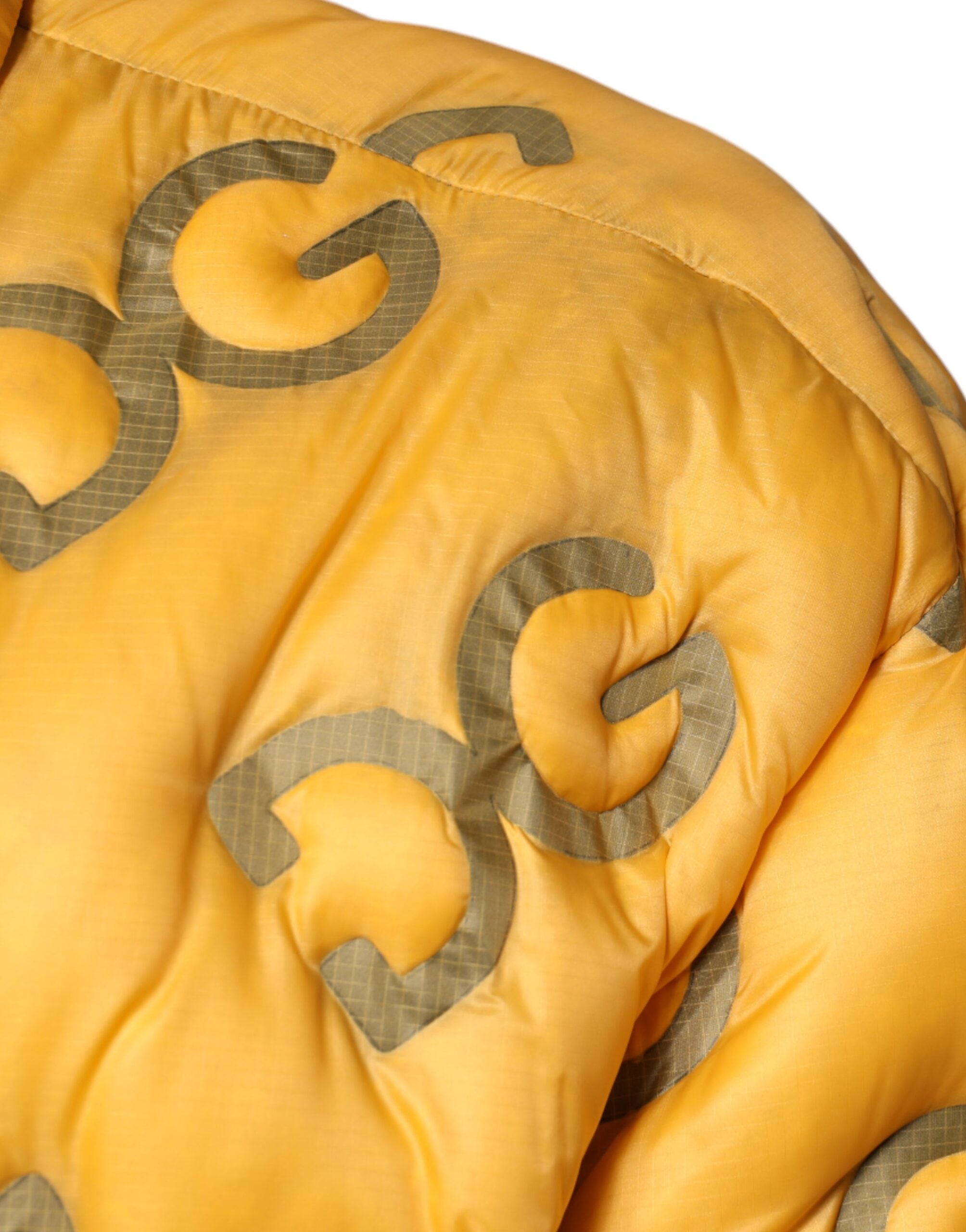 Dolce &amp; Gabbana – Gelbe, wattierte Blousonjacke mit Knöpfen und Logo