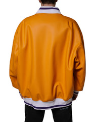 Dolce & Gabbana Oranje Wit Bomberjack met Volledige Ritssluiting