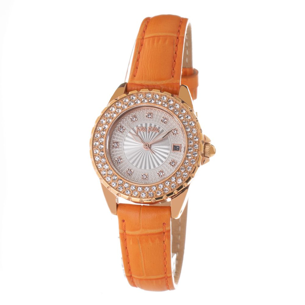 Folli Follie Armbanduhr mit orangefarbenem Lederarmband