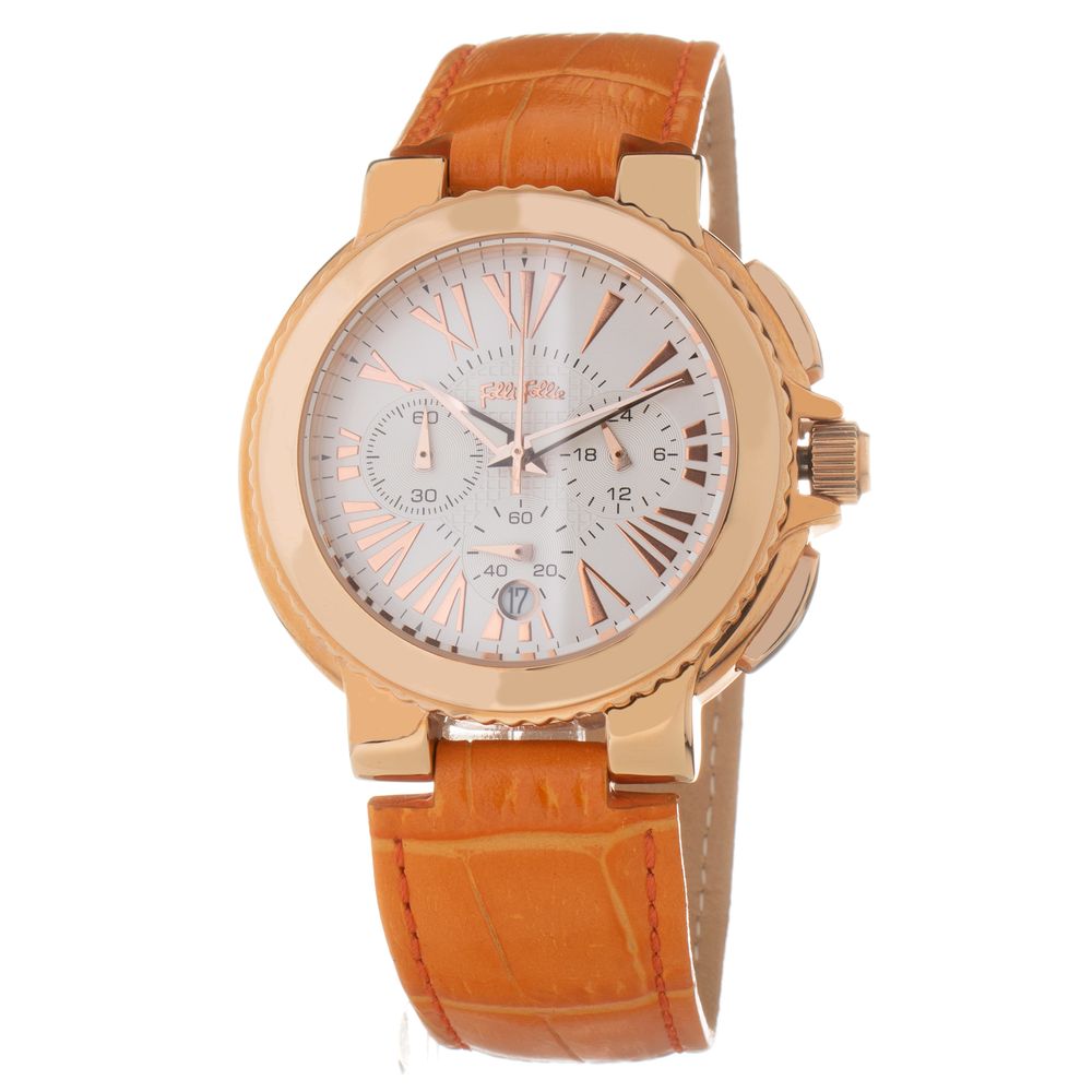 Folli Follie orangefarbene Lederarmbanduhr