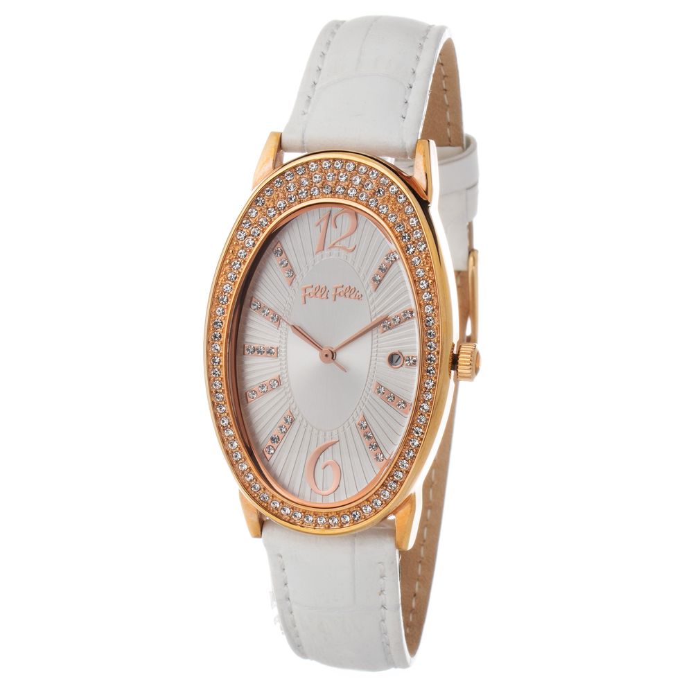 Folli Follie Weiße Lederarmbanduhr