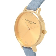 Olivia Burton blauw kunstleren dameshorloge