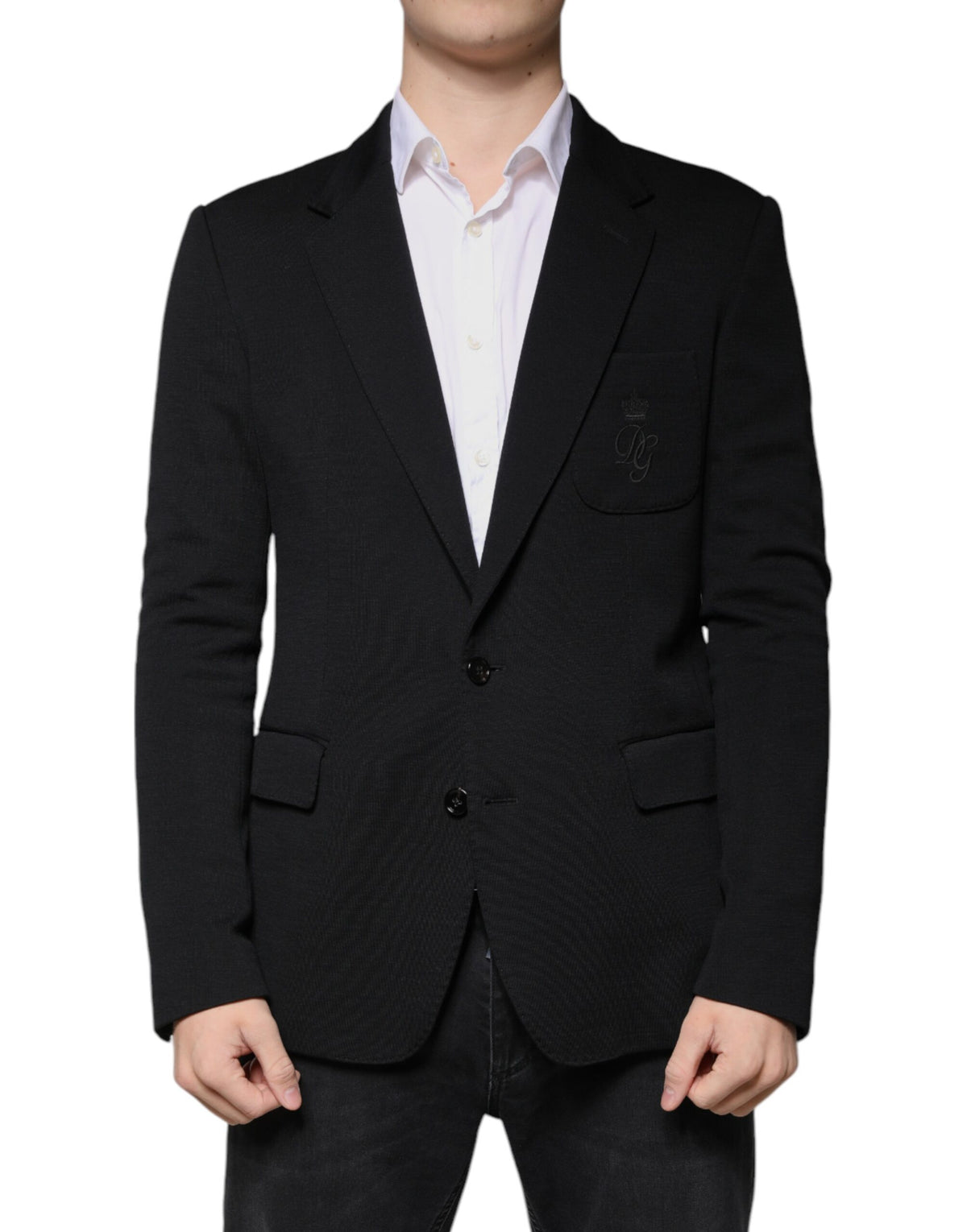 Dolce & Gabbana Zwart Wollen Enkele Rij Knopen Formele Blazer