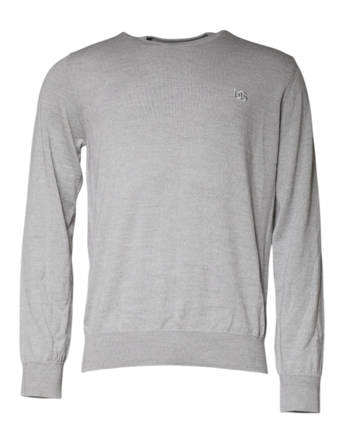 Dolce & Gabbana Hellgrauer Wollpullover mit Rundhalsausschnitt