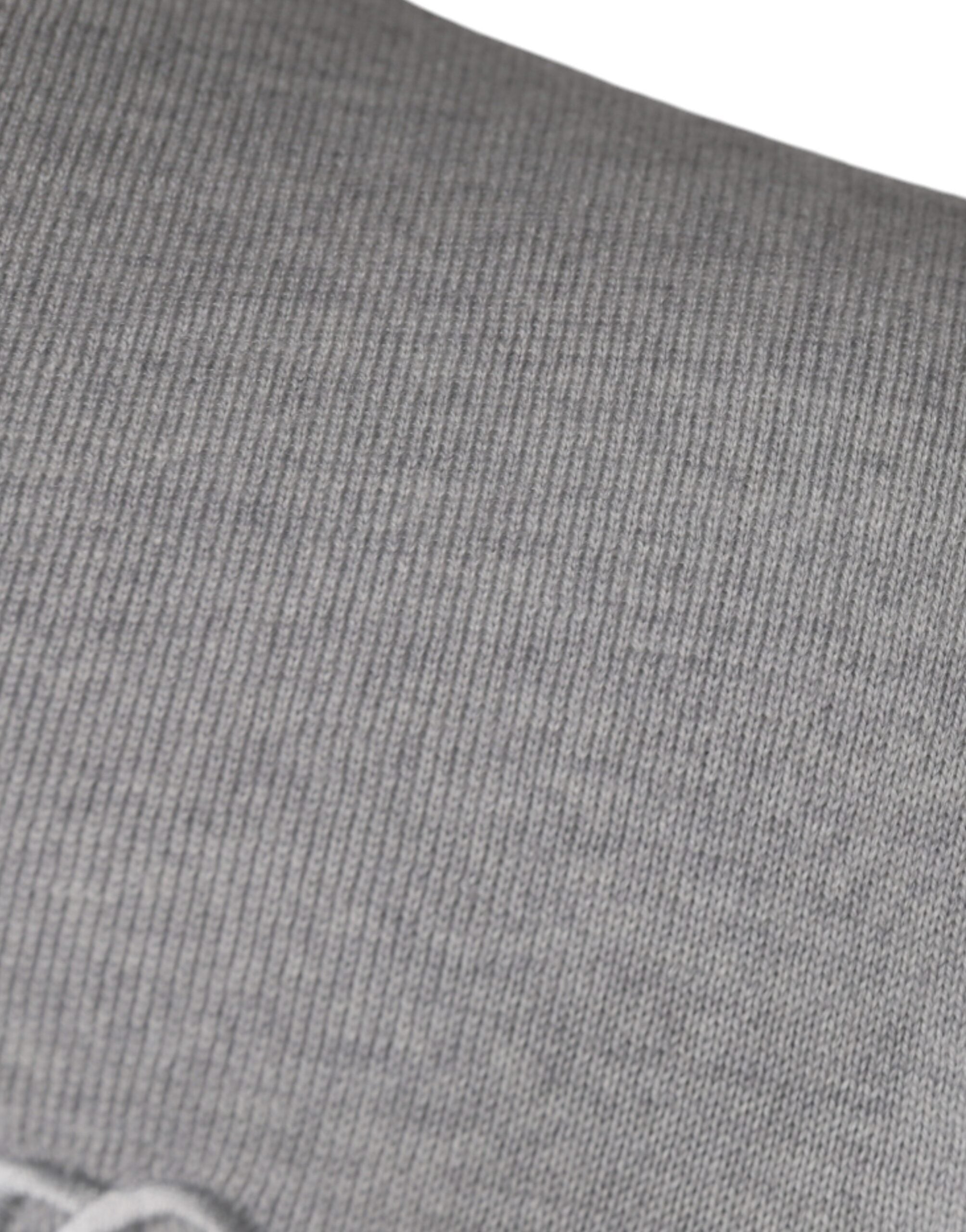 Dolce & Gabbana Hellgrauer Wollpullover mit Rundhalsausschnitt