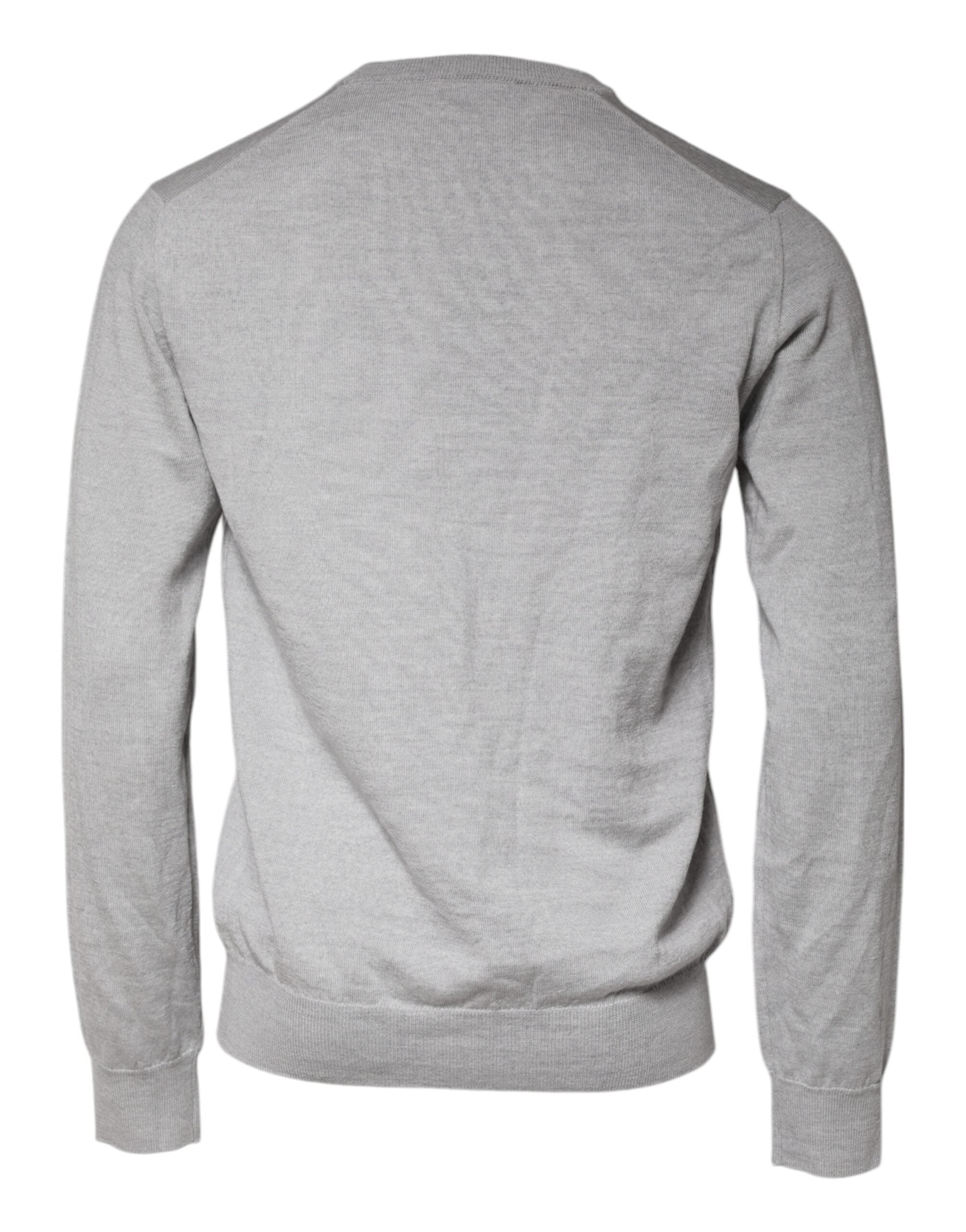 Dolce & Gabbana Hellgrauer Wollpullover mit Rundhalsausschnitt
