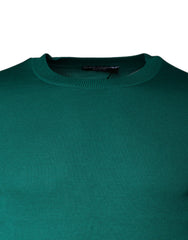 Dolce & Gabbana Groen Wollen Gebreide Trui met Ronde Hals