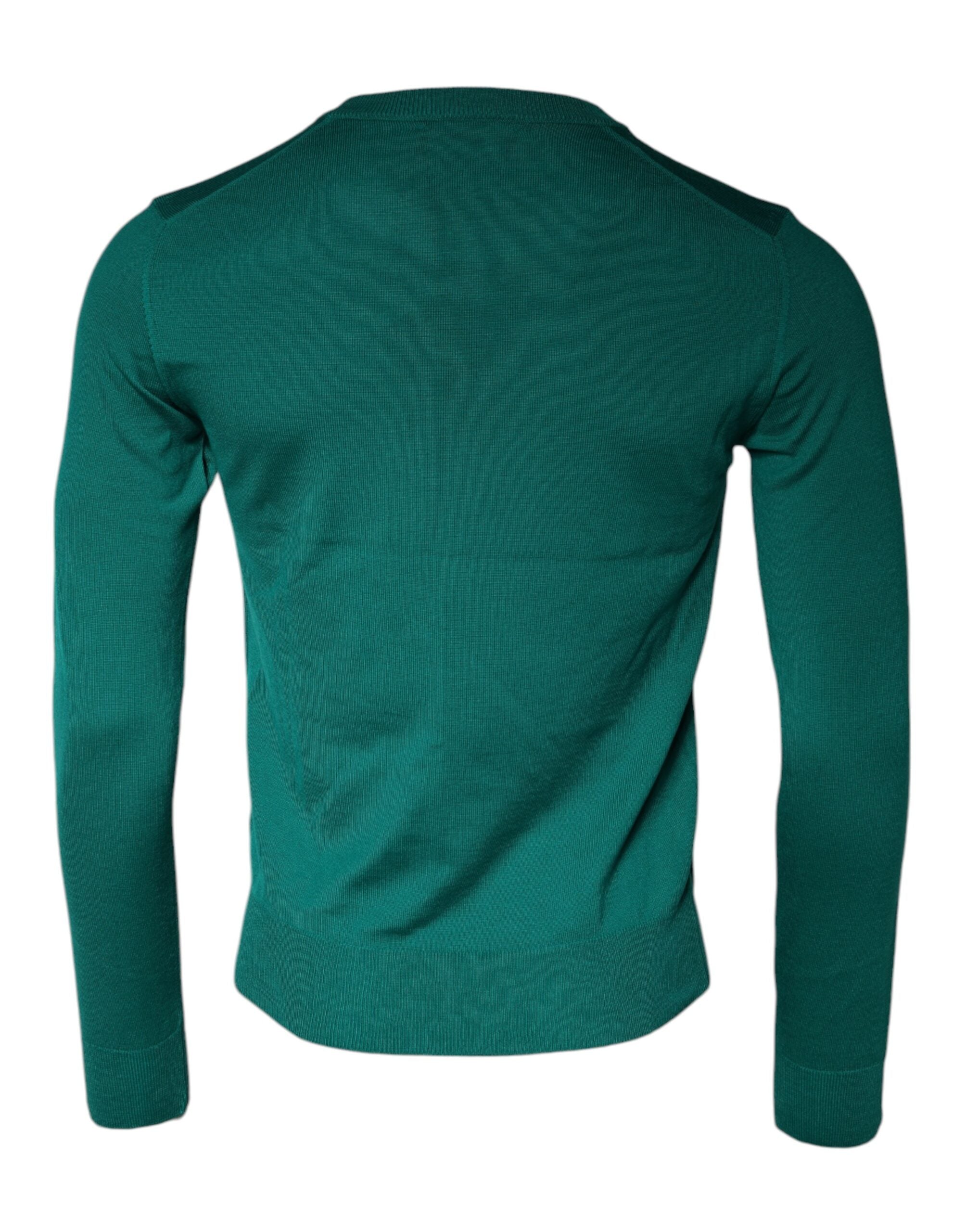 Dolce & Gabbana Groen Wollen Gebreide Trui met Ronde Hals
