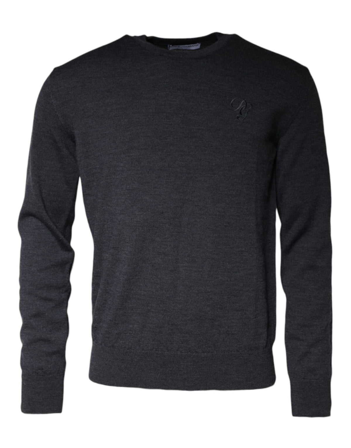 Dolce & Gabbana Dunkelgrauer Pullover aus Wolle mit Rundhalsausschnitt