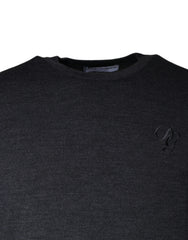 Dolce & Gabbana Dunkelgrauer Pullover aus Wolle mit Rundhalsausschnitt