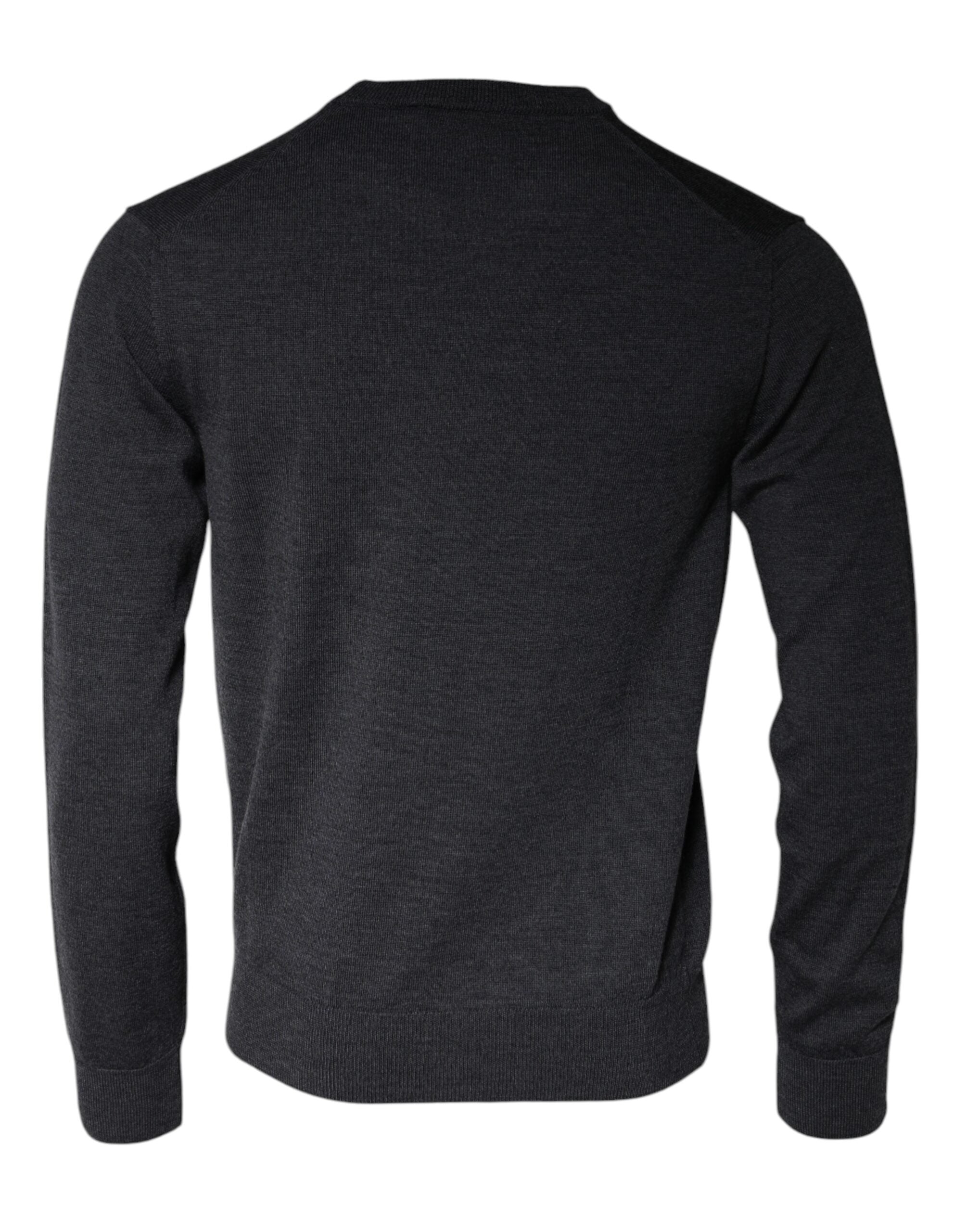 Dolce & Gabbana Dunkelgrauer Pullover aus Wolle mit Rundhalsausschnitt