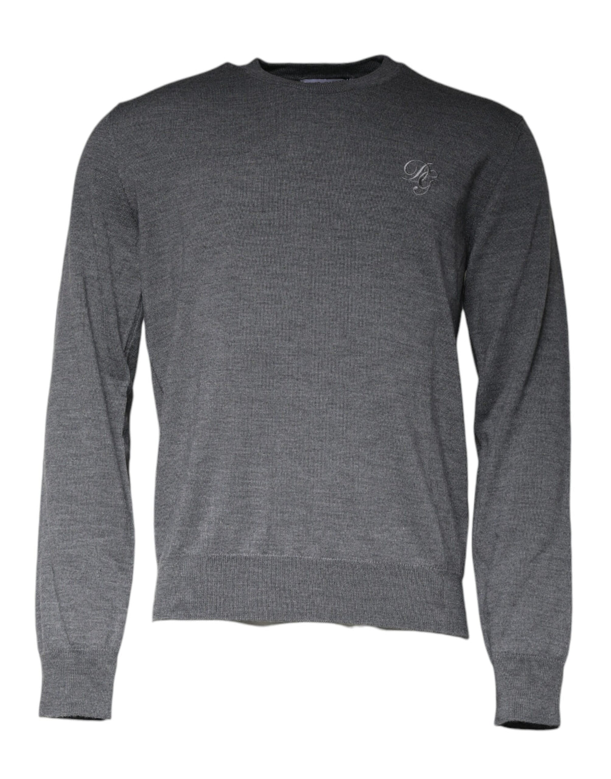 Dolce & Gabbana Dunkelgrauer Pullover aus Wolle mit Rundhalsausschnitt