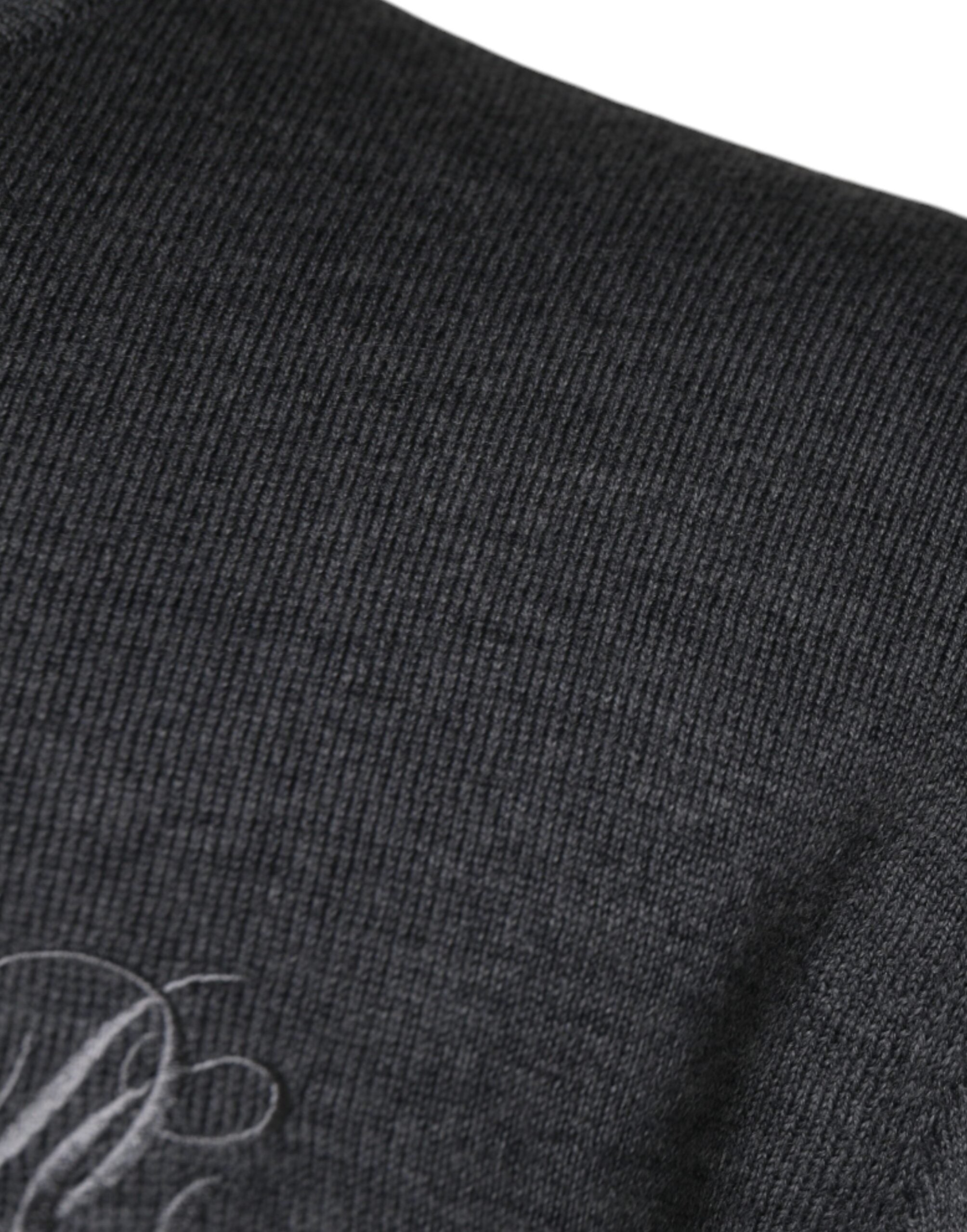 Dolce & Gabbana Dunkelgrauer Pullover aus Wolle mit Rundhalsausschnitt