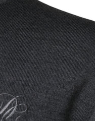 Dolce & Gabbana Dunkelgrauer Pullover aus Wolle mit Rundhalsausschnitt