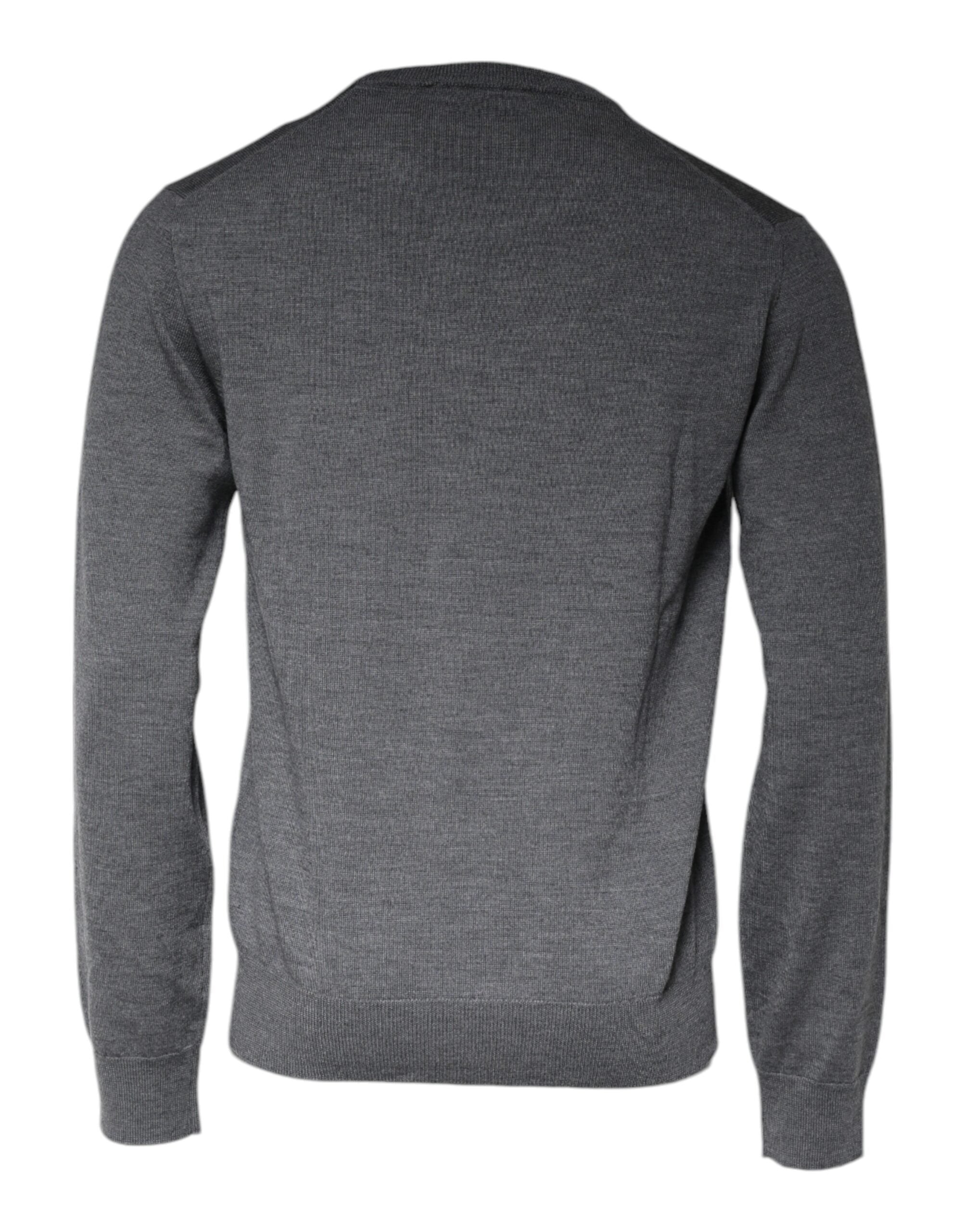 Dolce & Gabbana Dunkelgrauer Pullover aus Wolle mit Rundhalsausschnitt