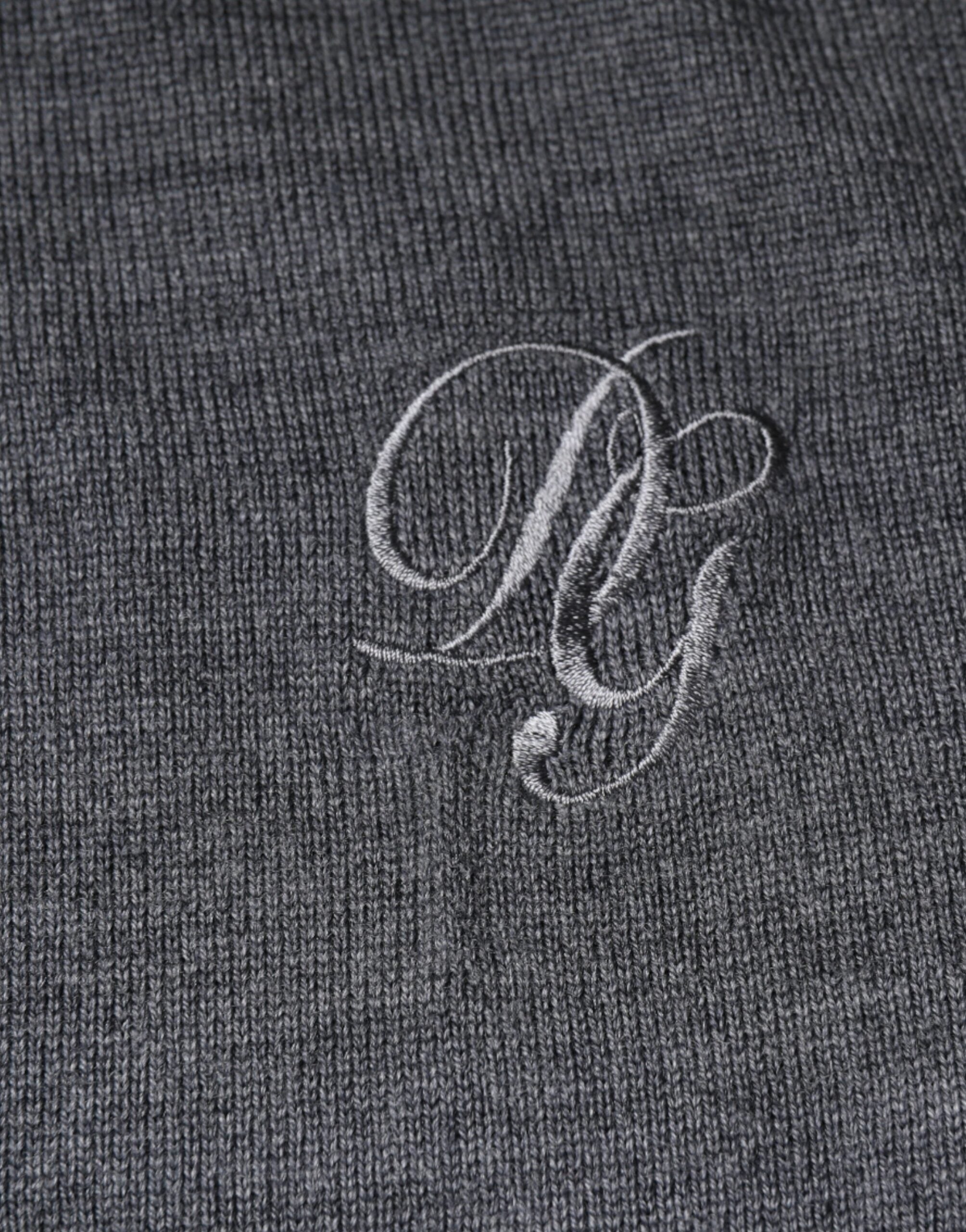 Dolce & Gabbana Dunkelgrauer Pullover aus Wolle mit Rundhalsausschnitt