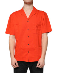 Dolce & Gabbana Oranje Katoenen Casual Polo Shirt met Knoopsluiting