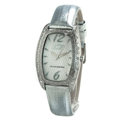 Chronotech Silver Leather Dress Watch