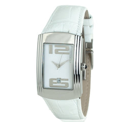 Chronotech White Leather Dress Watch