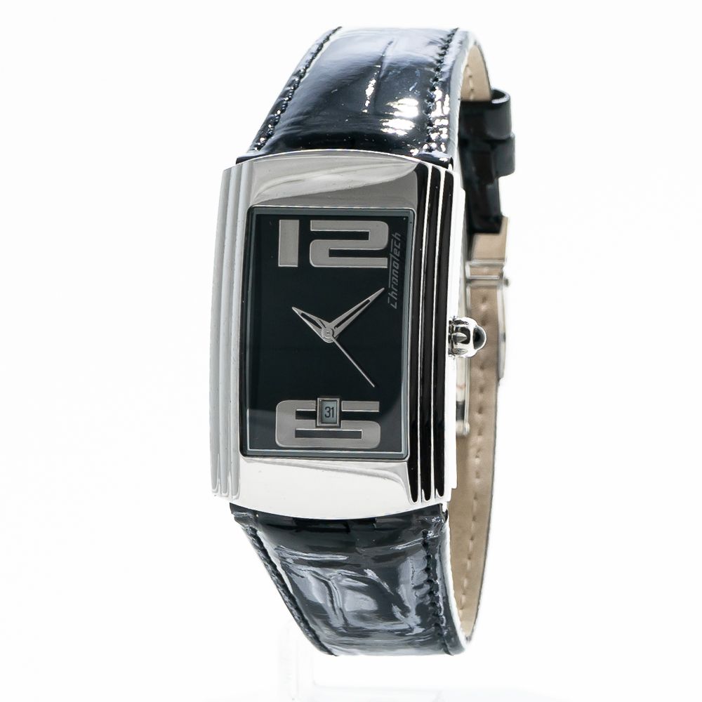 Chronotech Silberne Edelstahl-Armbanduhr