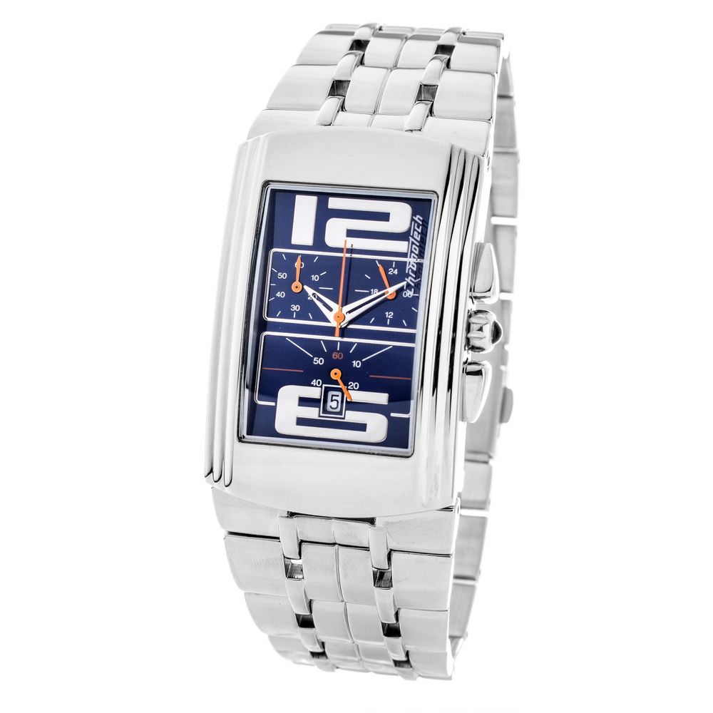 Chronotech Silberne Edelstahl-Armbanduhr