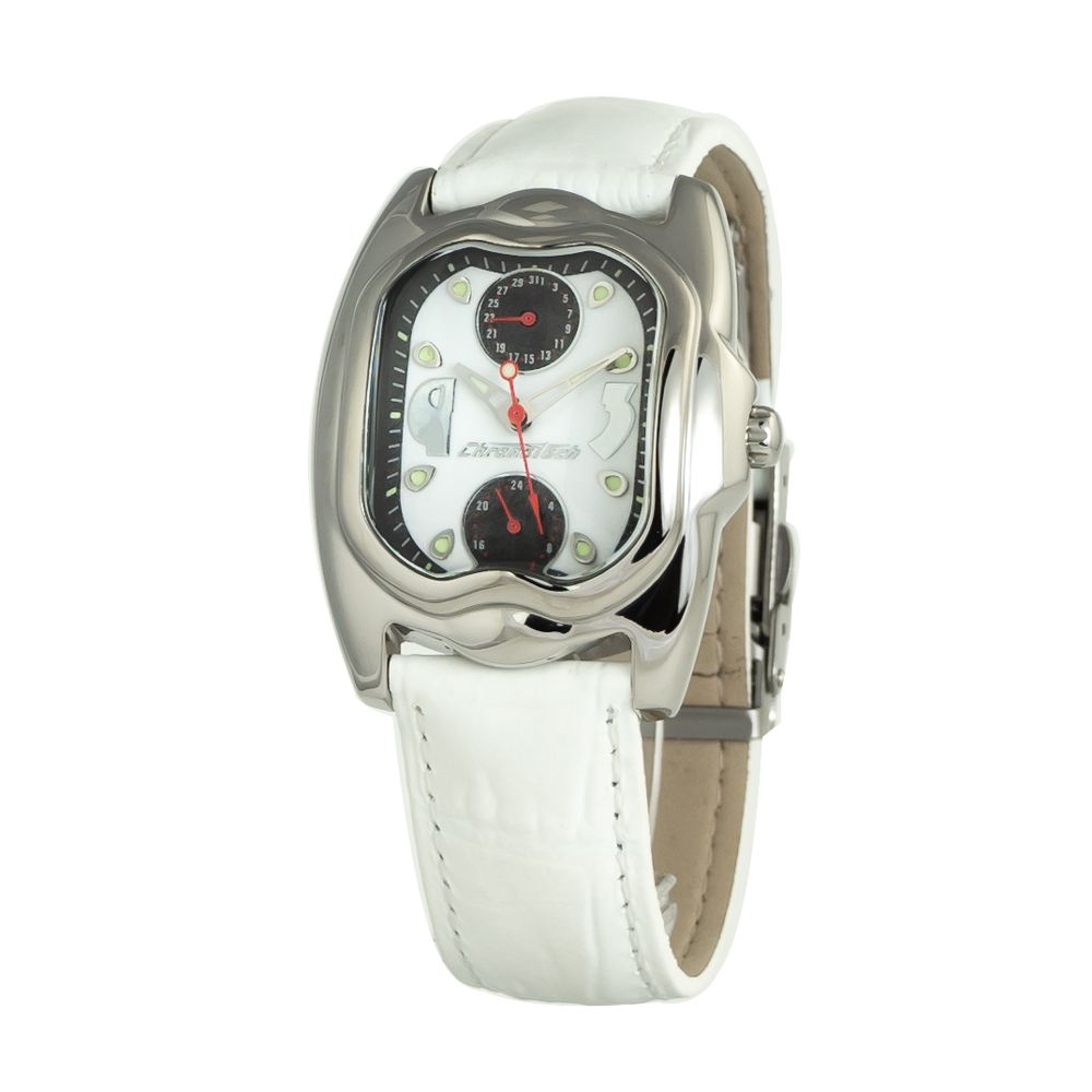 Chronotech weiße Lederarmbanduhr