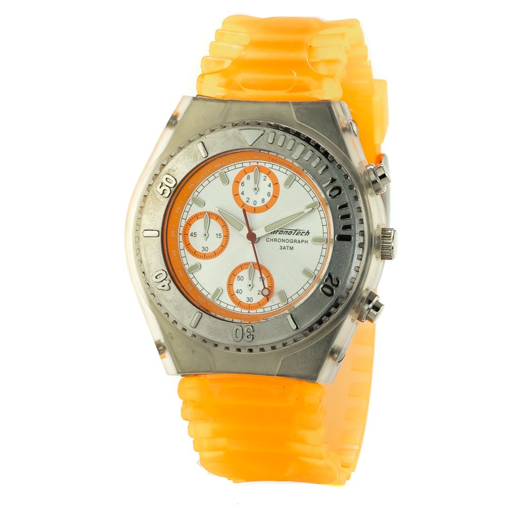 Chronotech Orangefarbene Kautschuk Sportuhr