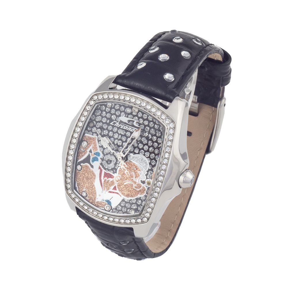 Chronotech Black Leather Dress Watch