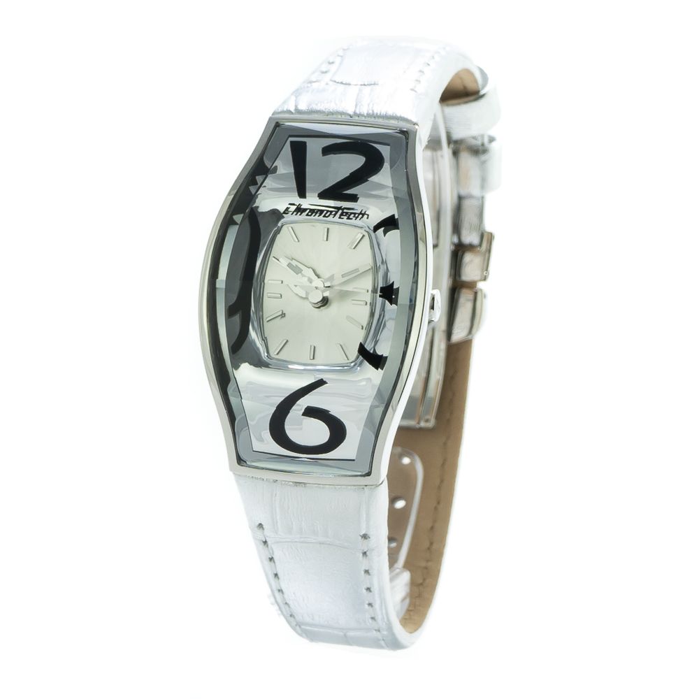 Chronotech Silberne Lederarmbanduhr