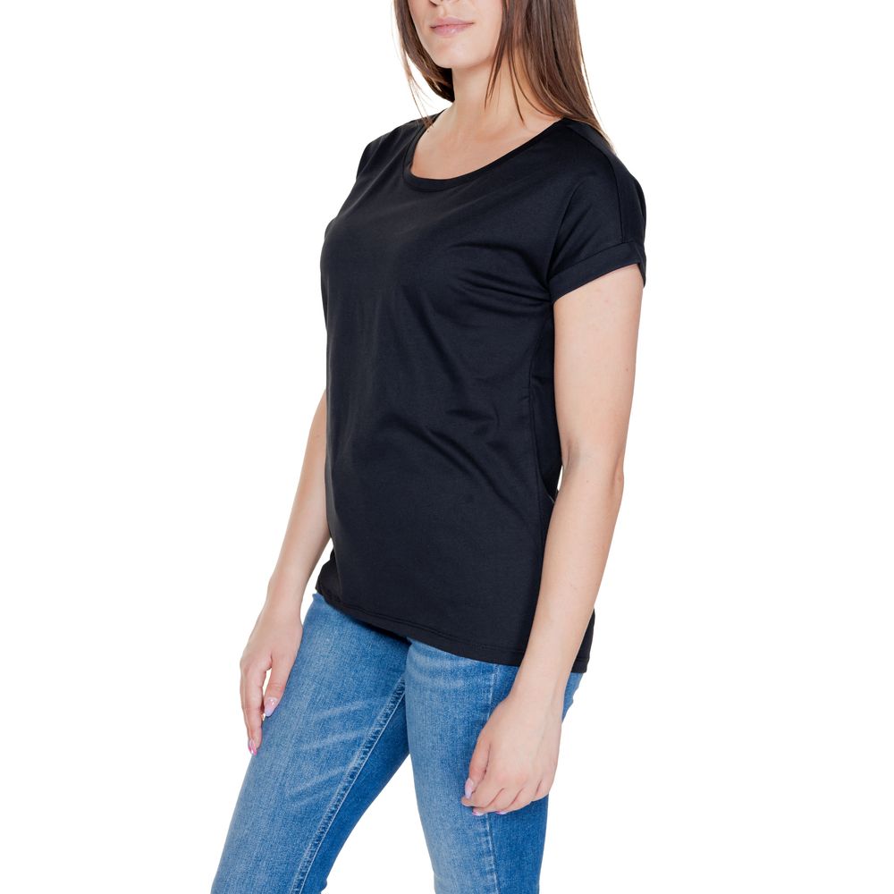 Vila Clothes Schwarzes Baumwoll-T-Shirt