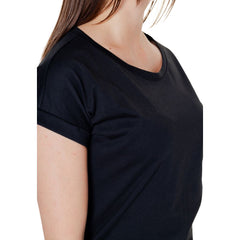 Vila Clothes Schwarzes Baumwoll-T-Shirt