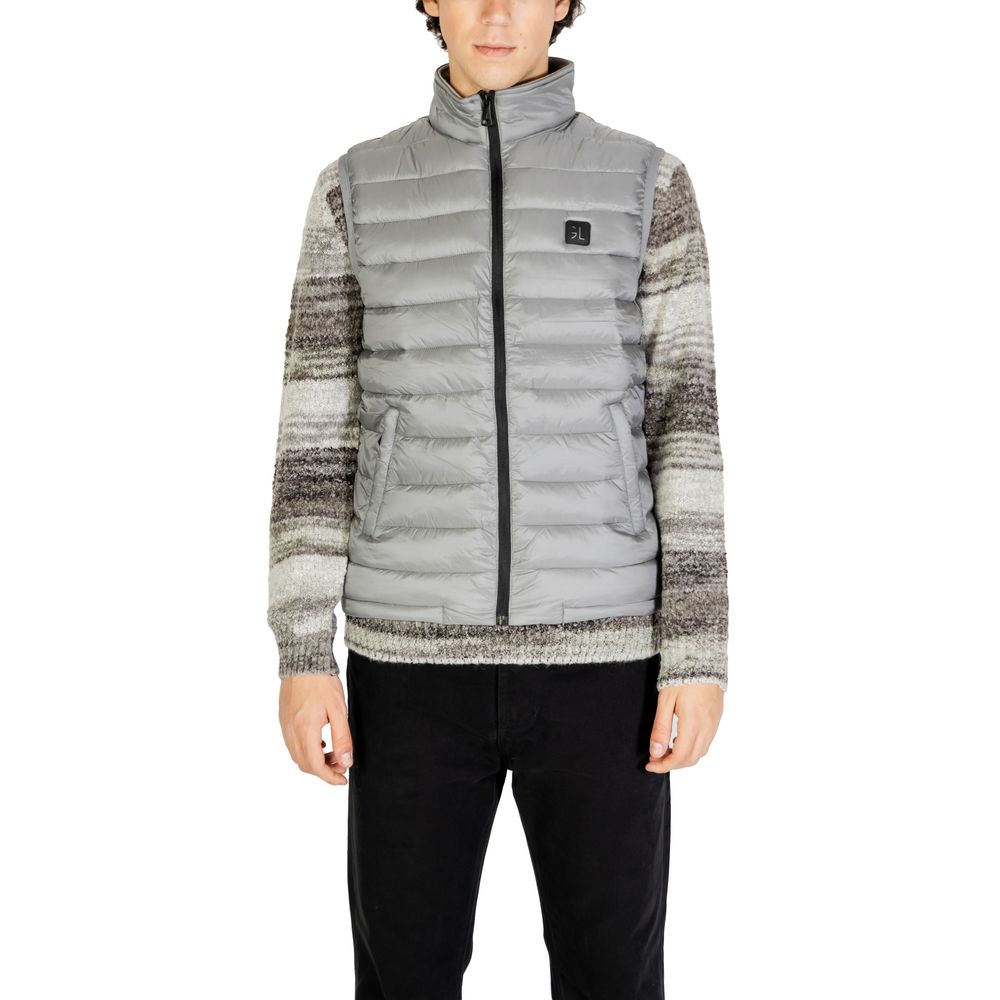 Gianni Lupo Ärmellose Jacke aus grauem Polyamid